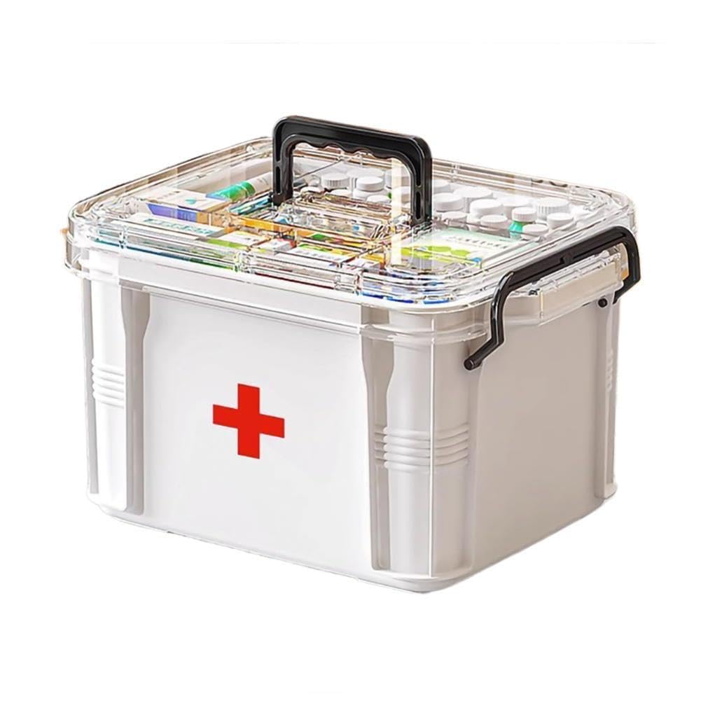 KALWEL Double Compartment Medicine Box, Pill Bottle Organizer with